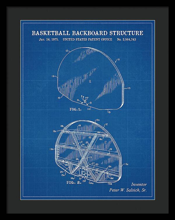 Basketball Backboard Structure Blueprint Patent Us3964743