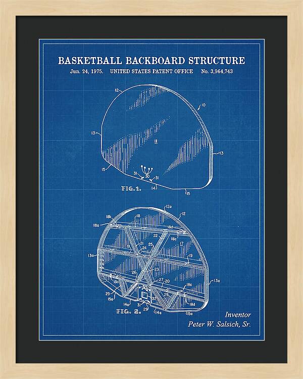 Basketball Backboard Structure Blueprint Patent Us3964743