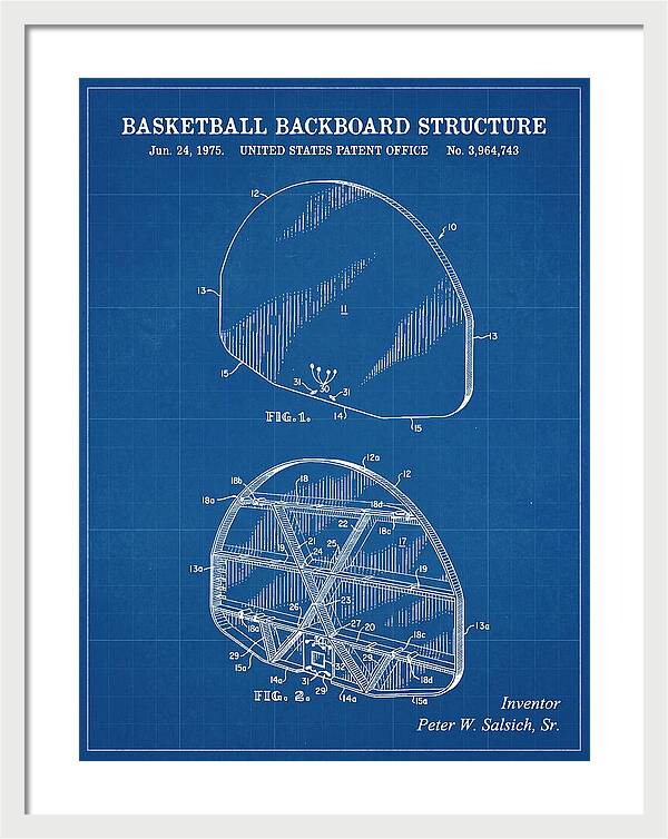 Basketball Backboard Structure Blueprint Patent Us3964743