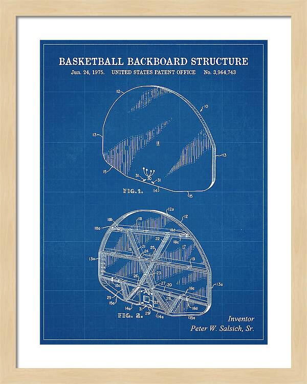 Basketball Backboard Structure Blueprint Patent Us3964743
