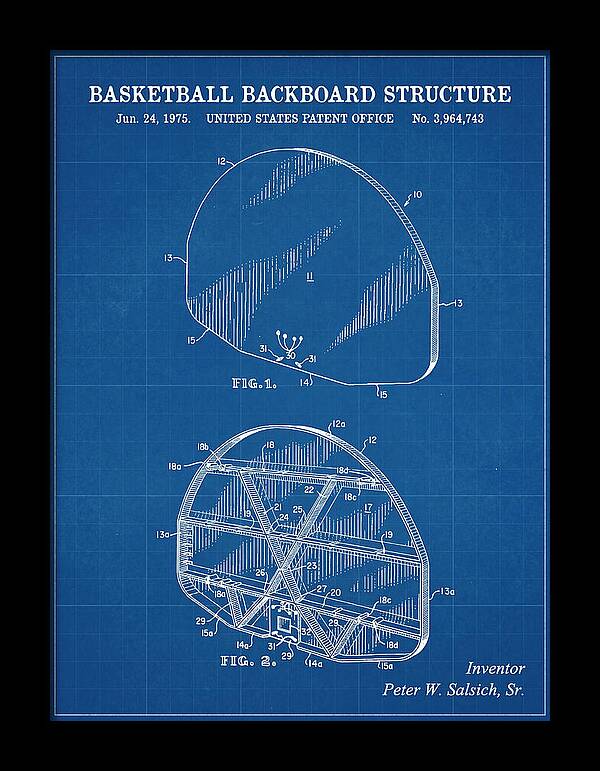 Basketball Backboard Structure Blueprint Patent Us3964743