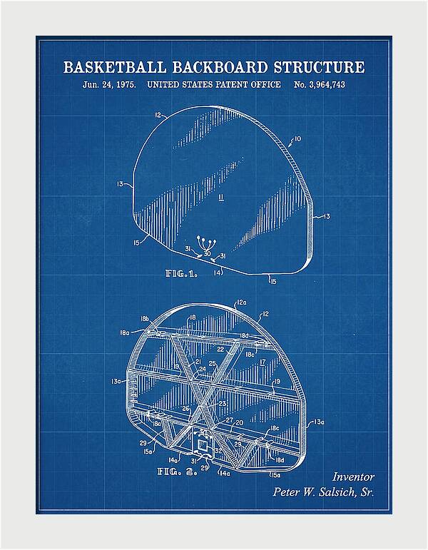 Basketball Backboard Structure Blueprint Patent Us3964743