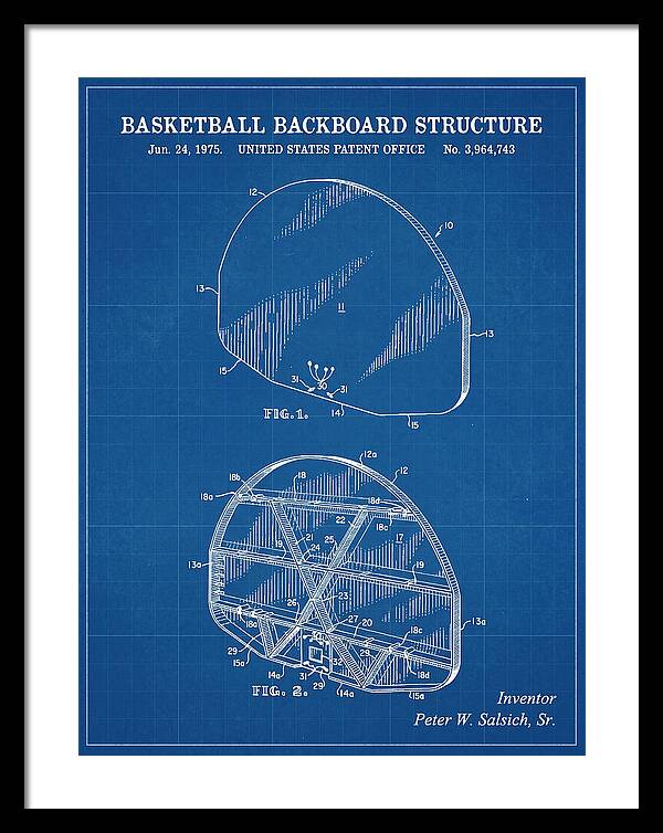 Basketball Backboard Structure Blueprint Patent Us3964743
