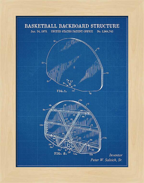 Basketball Backboard Structure Blueprint Patent Us3964743