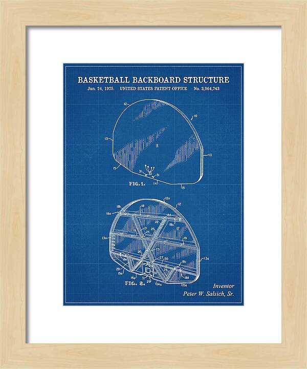 Basketball Backboard Structure Blueprint Patent Us3964743