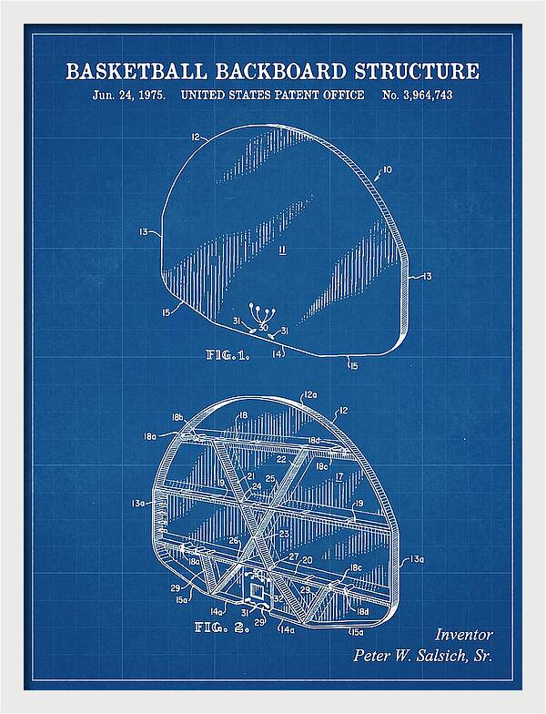 Basketball Backboard Structure Blueprint Patent Us3964743