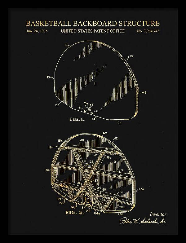 Basketball Backboard Structure Gold Patent Us3964743