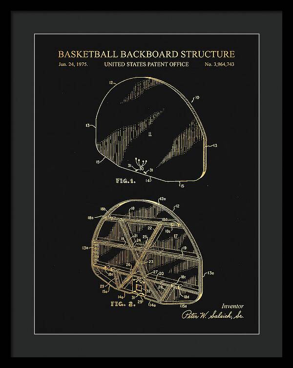 Basketball Backboard Structure Gold Patent Us3964743