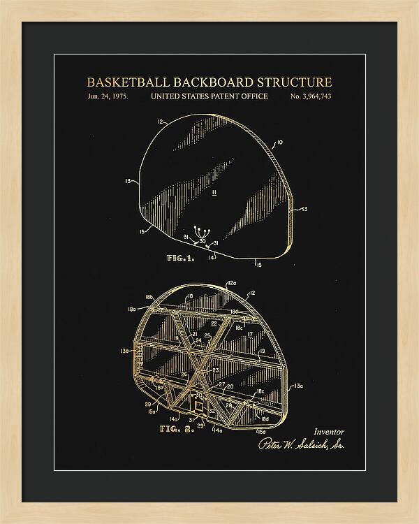 Basketball Backboard Structure Gold Patent Us3964743