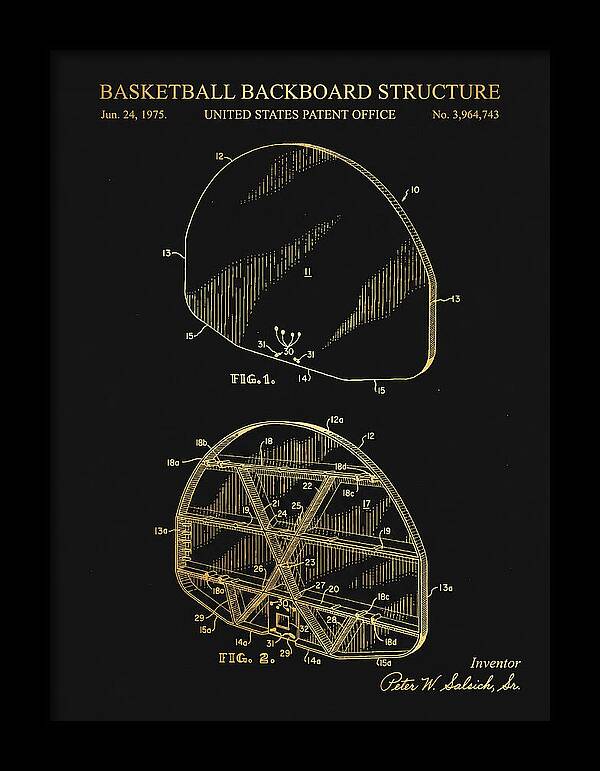 Basketball Backboard Structure Gold Patent Us3964743