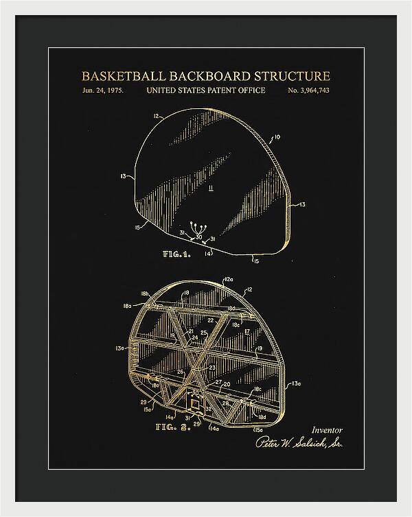 Basketball Backboard Structure Gold Patent Us3964743