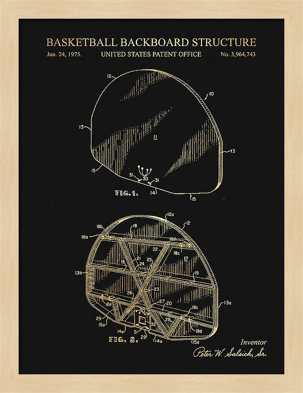 Basketball Backboard Structure Gold Patent Us3964743