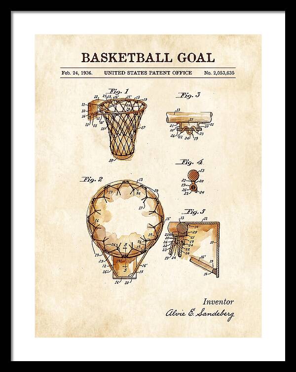 Basketball Goal Watercolor Patent Us2053635