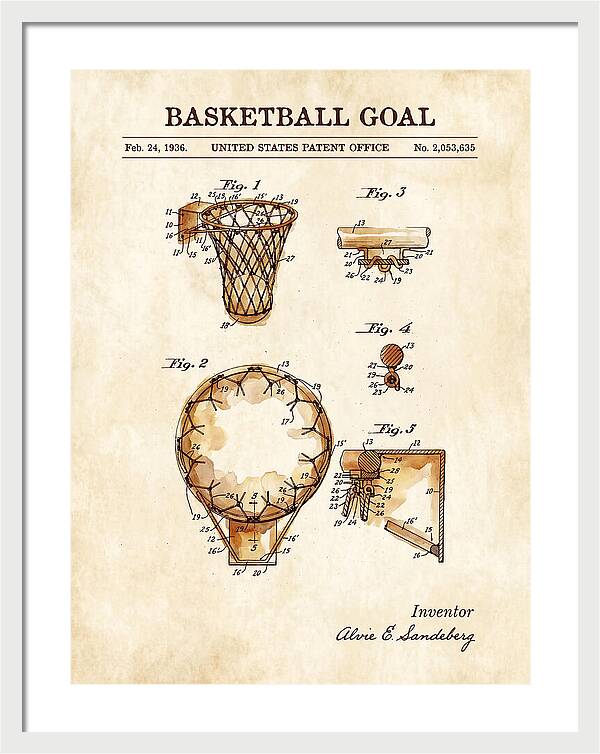 Basketball Goal Watercolor Patent Us2053635