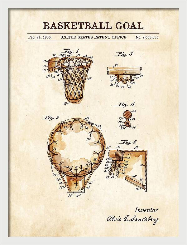 Basketball Goal Watercolor Patent Us2053635