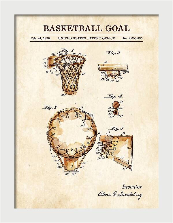 Basketball Goal Watercolor Patent Us2053635