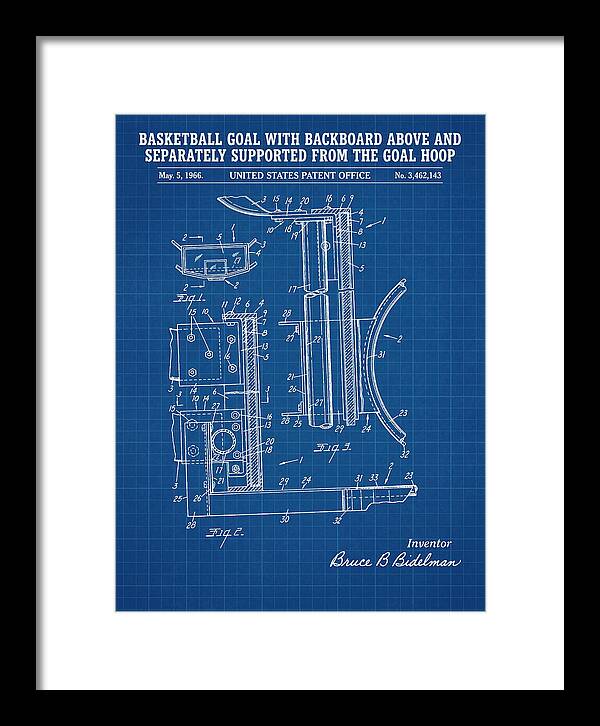 Basketball Goal With Suspended Backboard Blueprint Patent Us3462143a