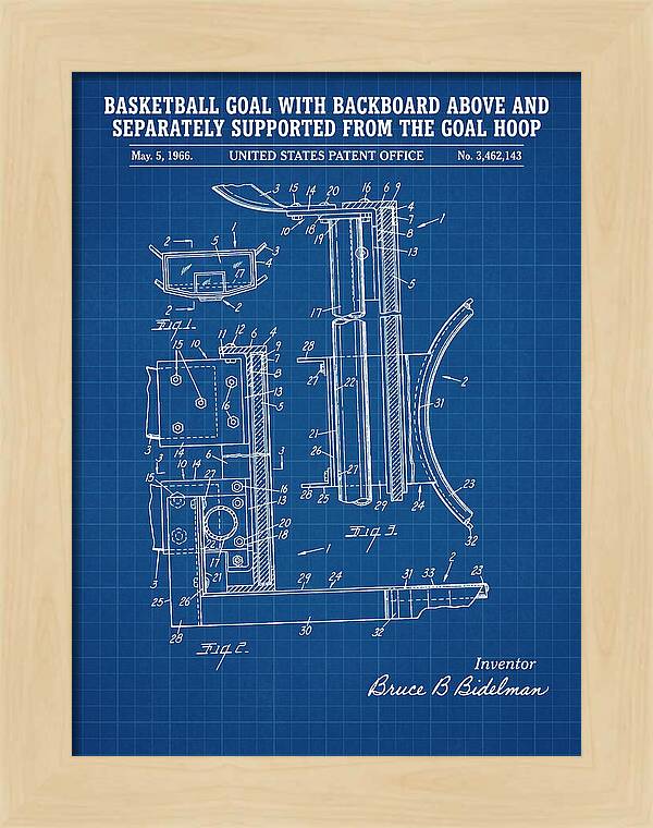 Basketball Goal With Suspended Backboard Blueprint Patent Us3462143a