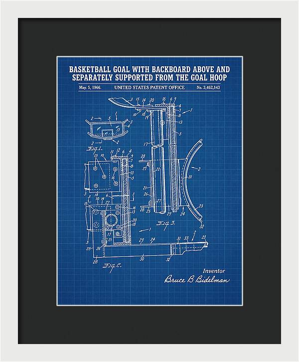Basketball Goal With Suspended Backboard Blueprint Patent Us3462143a