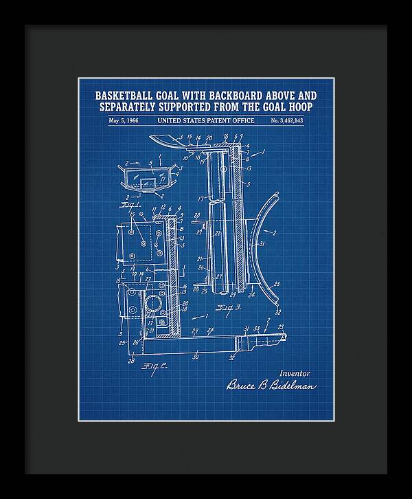 Basketball Goal With Suspended Backboard Blueprint Patent Us3462143a