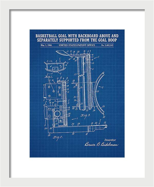 Basketball Goal With Suspended Backboard Blueprint Patent Us3462143a
