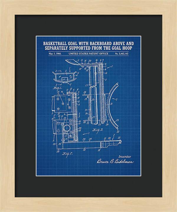Basketball Goal With Suspended Backboard Blueprint Patent Us3462143a