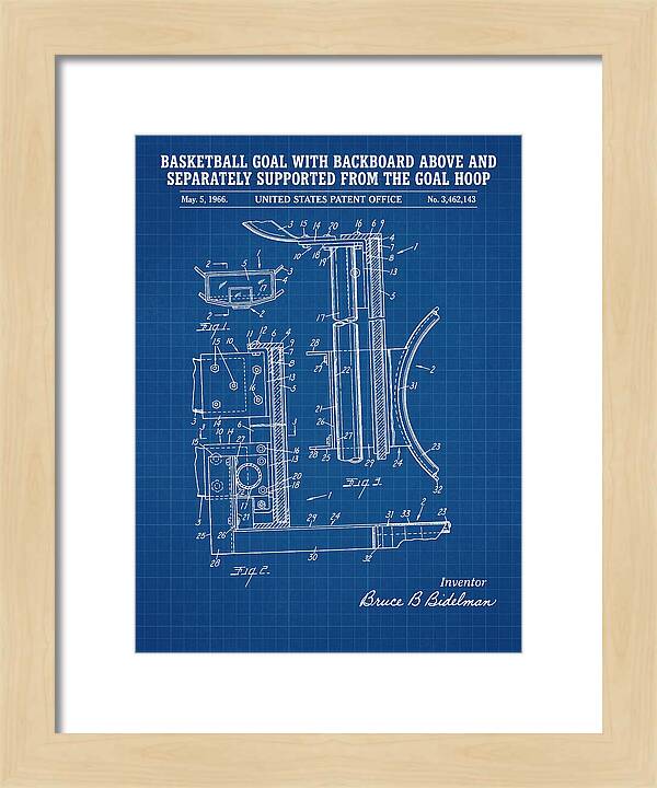 Basketball Goal With Suspended Backboard Blueprint Patent Us3462143a