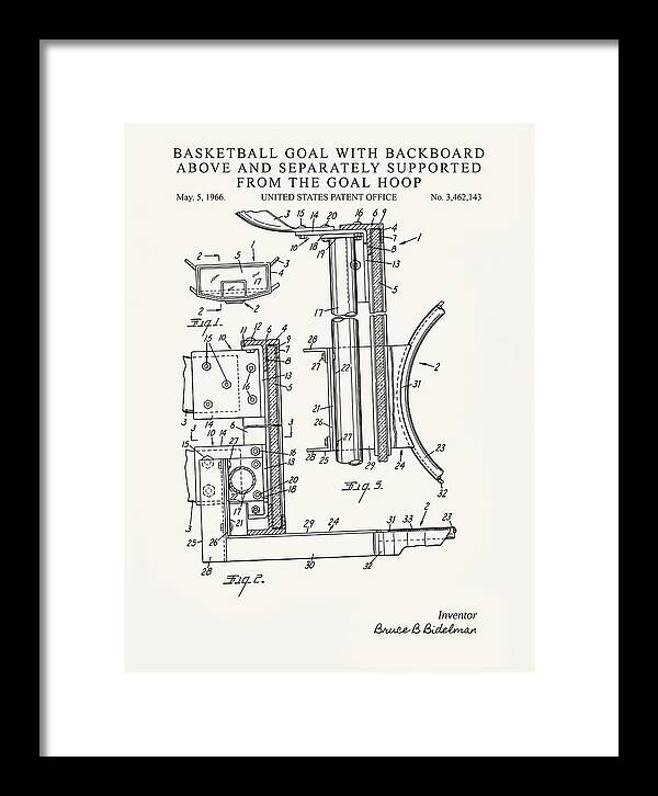 Basketball Goal With Suspended Backboard Minimalist Patent Us3462143a