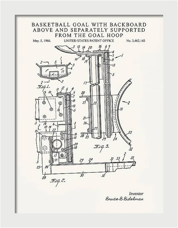 Basketball Goal With Suspended Backboard Minimalist Patent Us3462143a