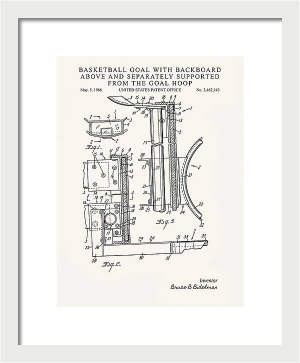 Basketball Goal With Suspended Backboard Minimalist Patent Us3462143a
