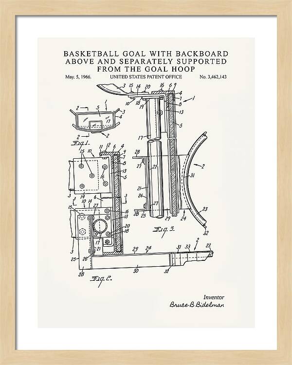 Basketball Goal With Suspended Backboard Minimalist Patent Us3462143a