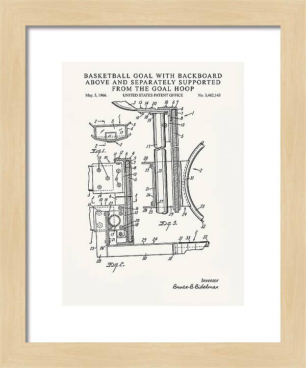 Basketball Goal With Suspended Backboard Minimalist Patent Us3462143a