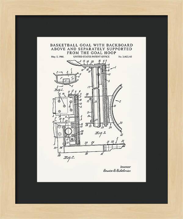Basketball Goal With Suspended Backboard Minimalist Patent Us3462143a