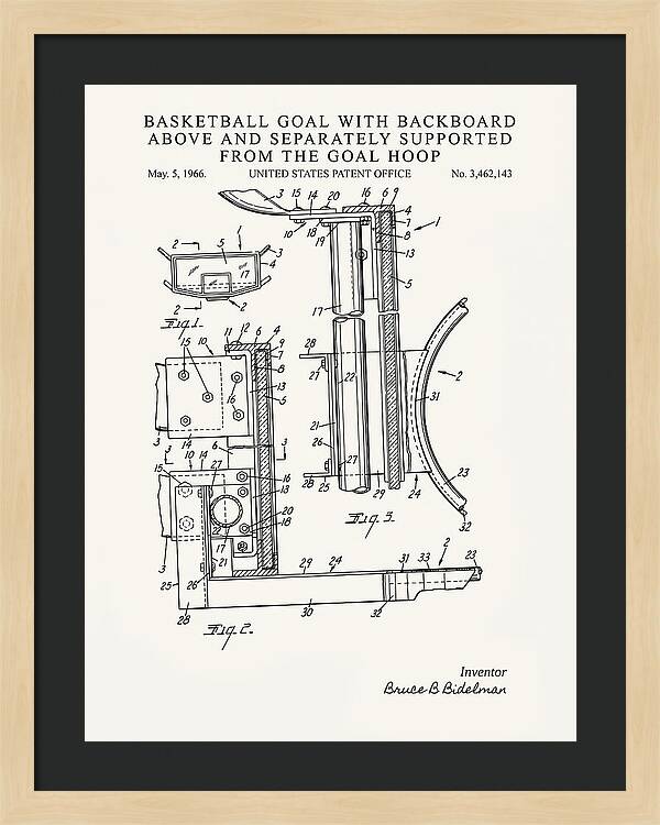Basketball Goal With Suspended Backboard Minimalist Patent Us3462143a