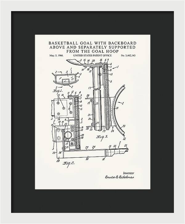 Basketball Goal With Suspended Backboard Minimalist Patent Us3462143a