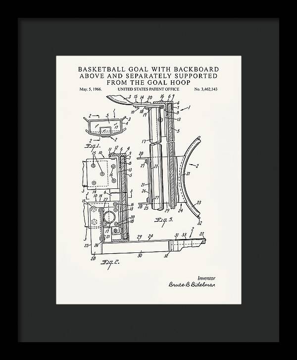 Basketball Goal With Suspended Backboard Minimalist Patent Us3462143a