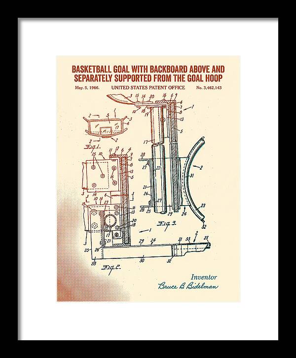Basketball Goal With Suspended Backboard Retro Patent Us3462143a
