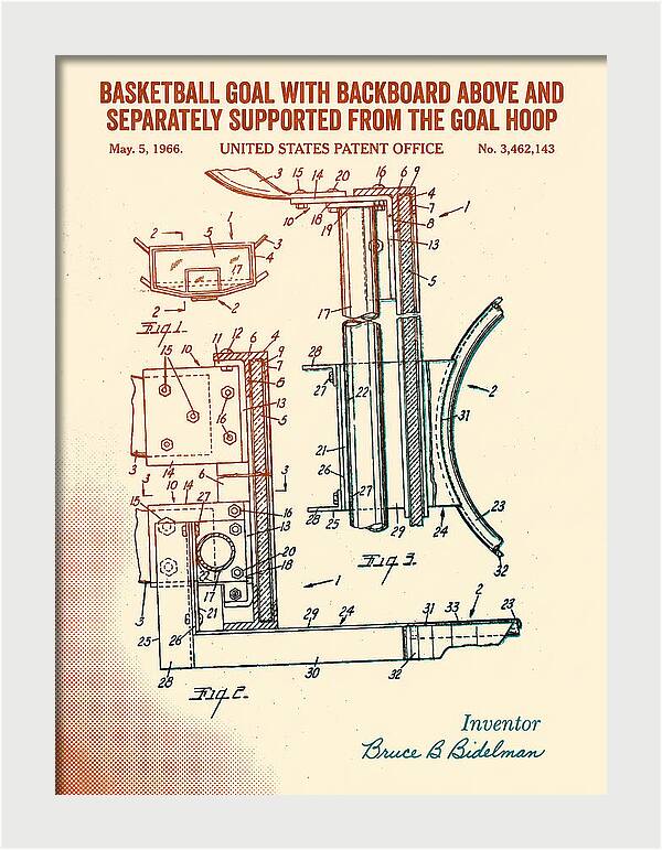 Basketball Goal With Suspended Backboard Retro Patent Us3462143a