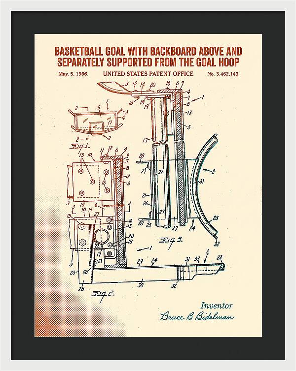 Basketball Goal With Suspended Backboard Retro Patent Us3462143a