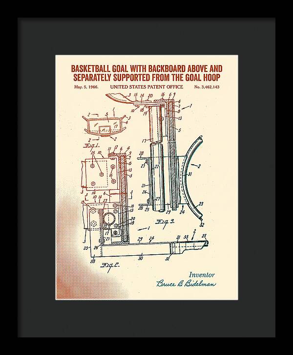 Basketball Goal With Suspended Backboard Retro Patent Us3462143a
