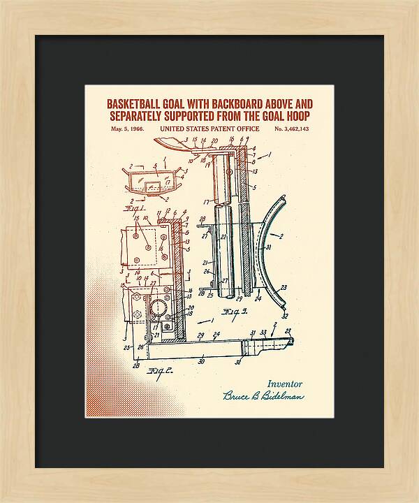 Basketball Goal With Suspended Backboard Retro Patent Us3462143a
