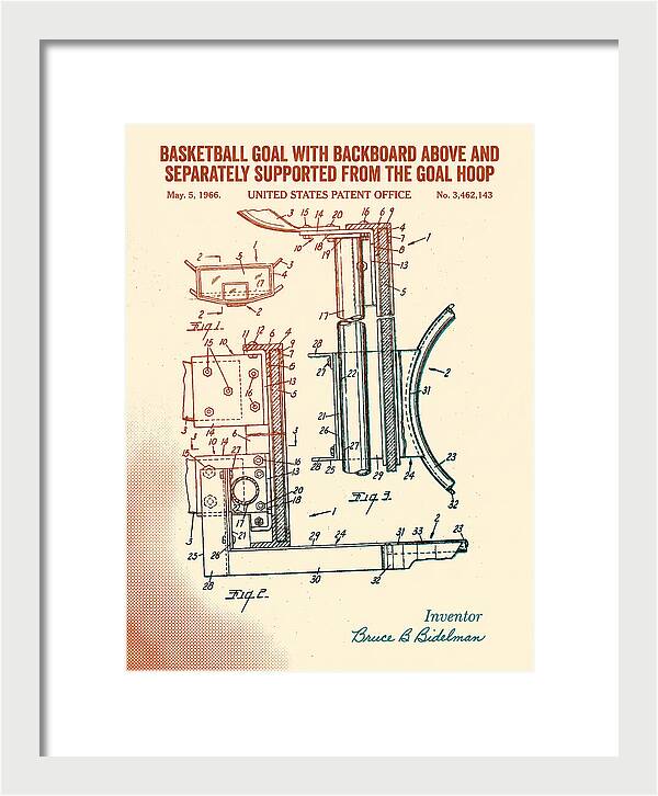 Basketball Goal With Suspended Backboard Retro Patent Us3462143a