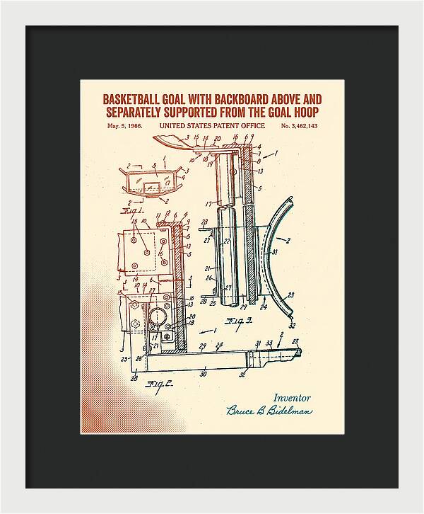 Basketball Goal With Suspended Backboard Retro Patent Us3462143a