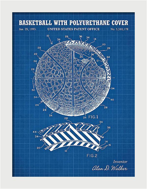 Basketball With Polyurethane Cover Blueprint Patent Us5310178a