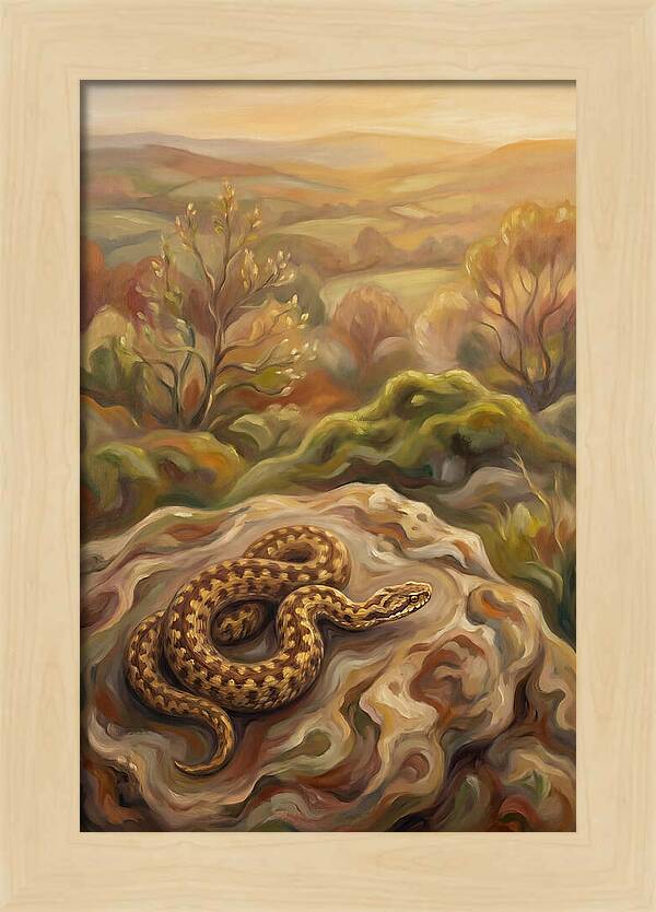 Basking Adder On Warm Rock