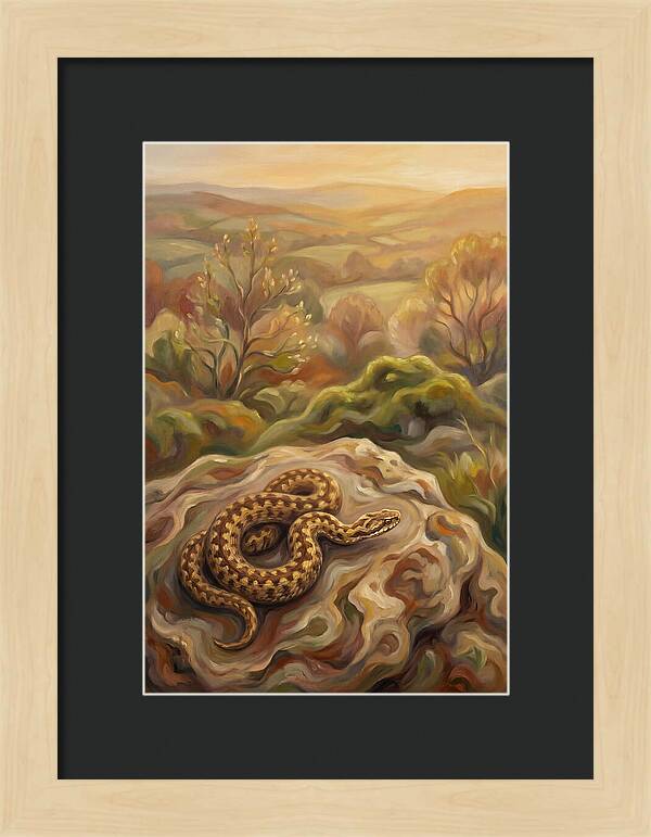Basking Adder On Warm Rock