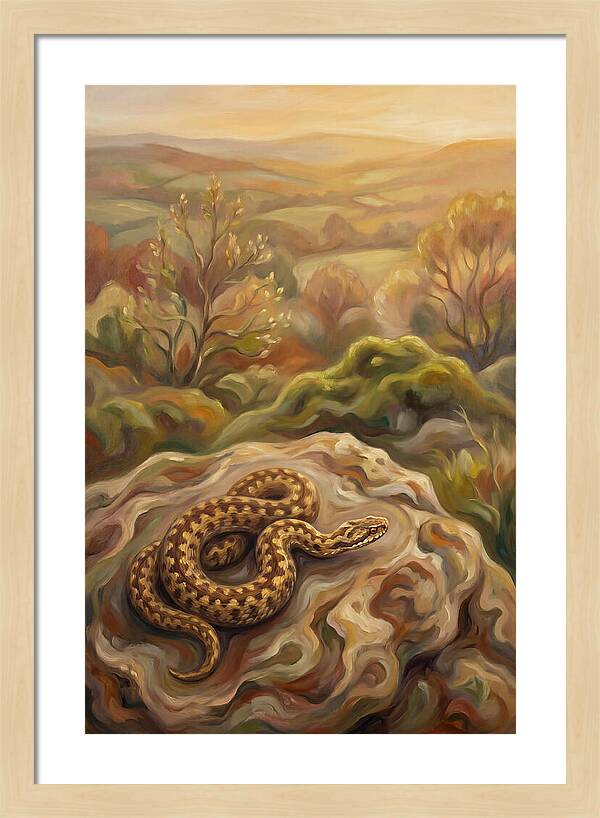Basking Adder On Warm Rock