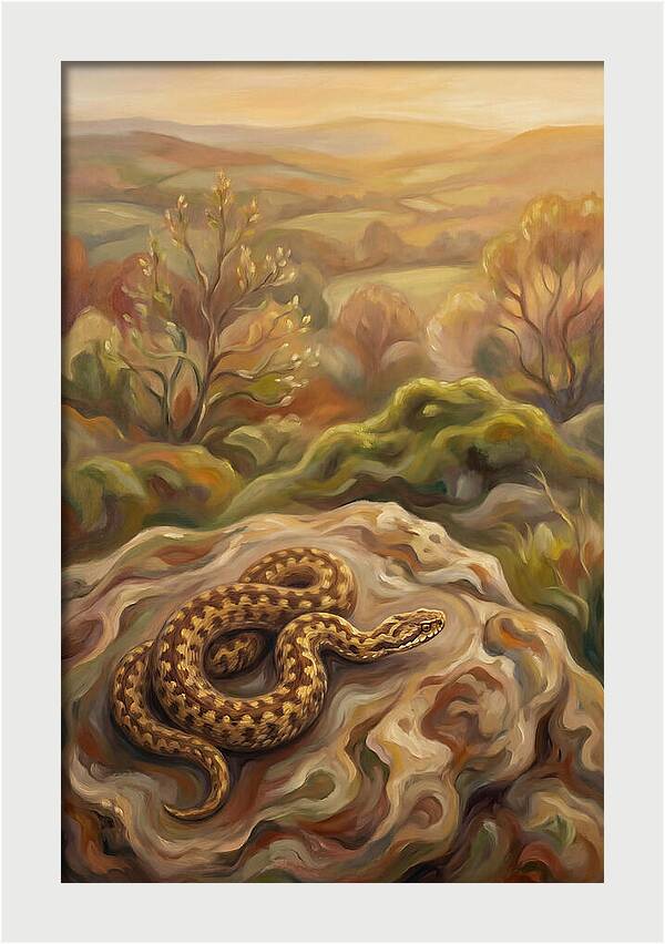 Basking Adder On Warm Rock