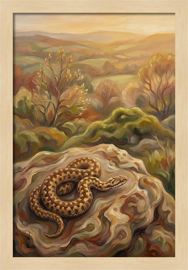 Basking Adder On Warm Rock