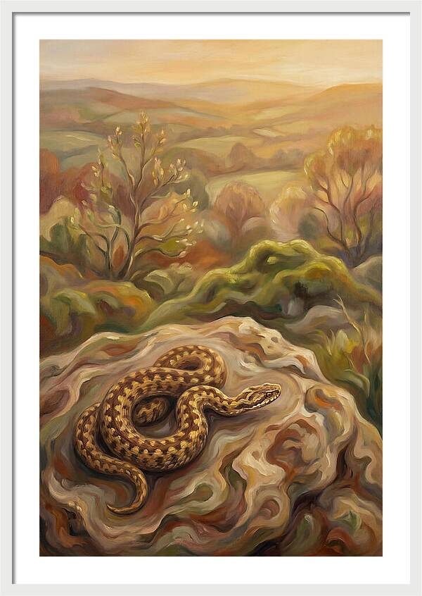Basking Adder On Warm Rock